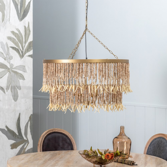 Lustra cu margele lemn CreativDeco - Design sofisticat pentru living [2]