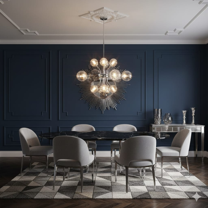 Lampa suspendată cu structură metalică cromată și globuri din cristal fumuriu. [2]