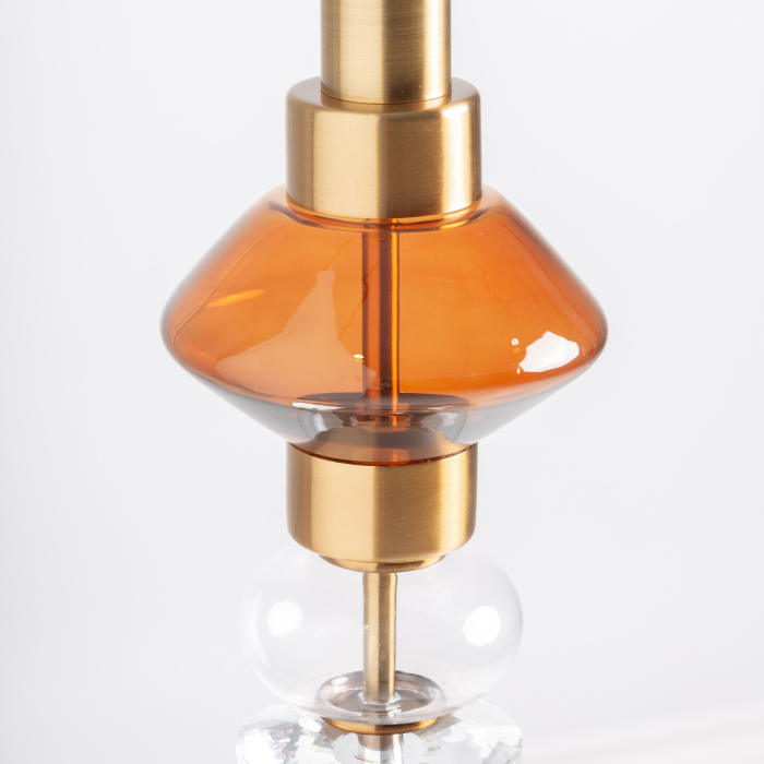 Lampă suspendată decorativă din cristal fumuriu cu accente metalice cupru [3]