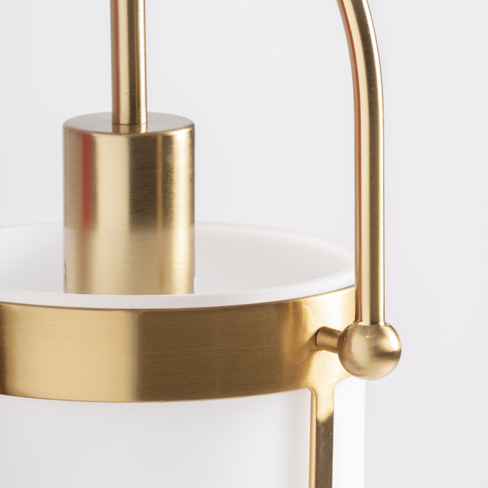 Lampă suspendată din sticlă mată fildeș și oțel auriu Sahune [3]