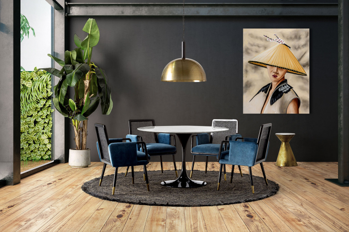 Lampa suspendata Art Deco din alama aurie si neagra - Contrast dramatic [5]