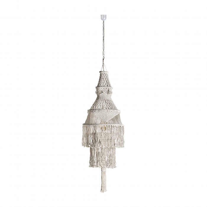Lampa suspendata bumbac alb etnic|Lampi artizanale de calitate [2]