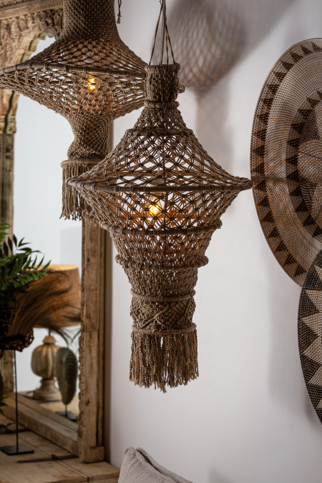 Lampa suspendata etnica|Lampadare maro rustice [7]