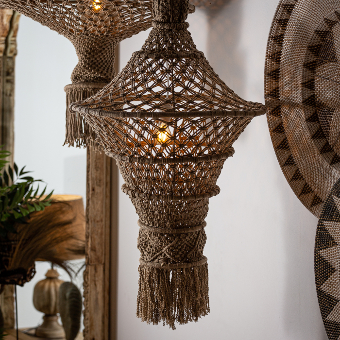Lampa suspendata etnica|Lampadare maro rustice [6]