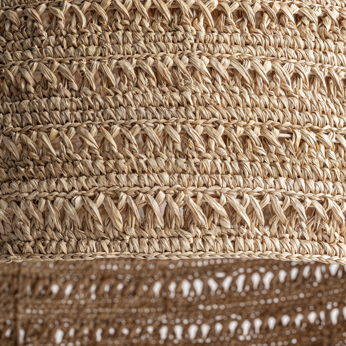 Lampa suspendata din fibra naturala impletita abajur semicircular texturat si lumina calda Deffe 67x67x42 cm [5]