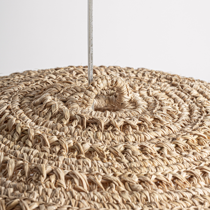 Lampa suspendata din fibra naturala impletita abajur semicircular texturat si lumina calda Deffe 67x67x42 cm [4]