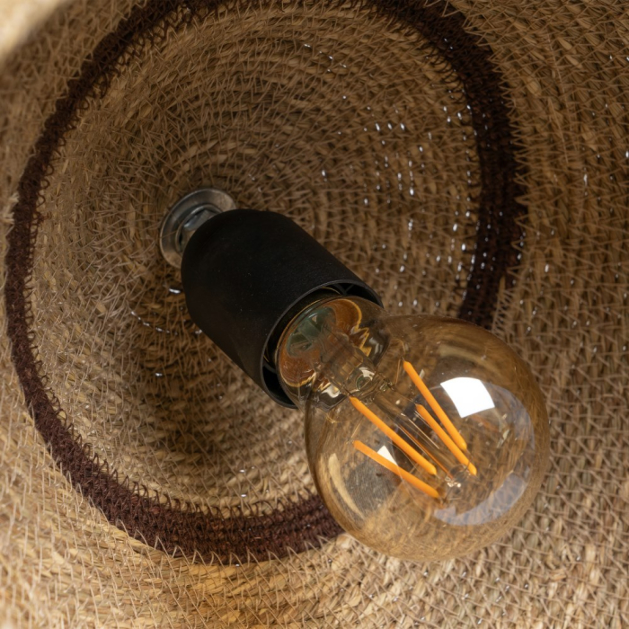 Lampă suspendată din fibră naturală țesută, formă de cupolă lată [7]