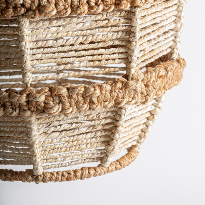 Lampă suspendată din iută bej cu formă cilindrică [3]