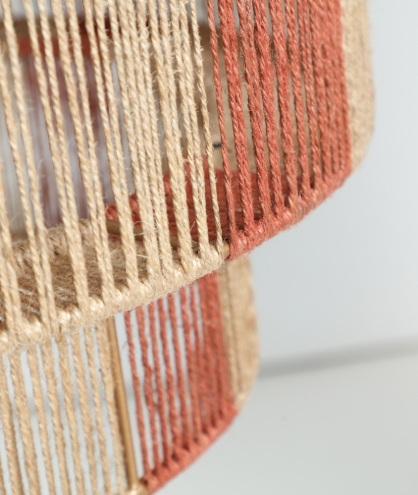 Lampă suspendată din iută maro deschis cu structură metalică – pendul boho din iută [2]