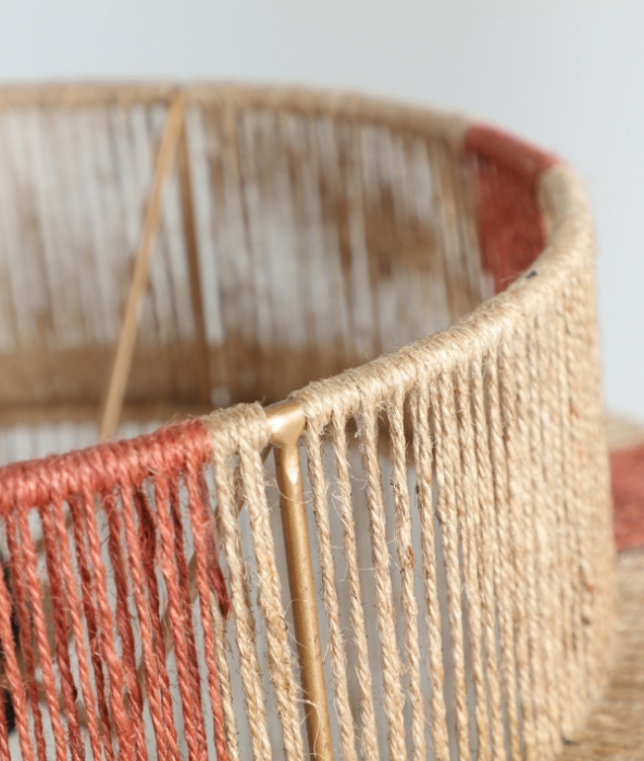 Lampă suspendată din iută maro deschis cu structură metalică – pendul boho din iută [5]