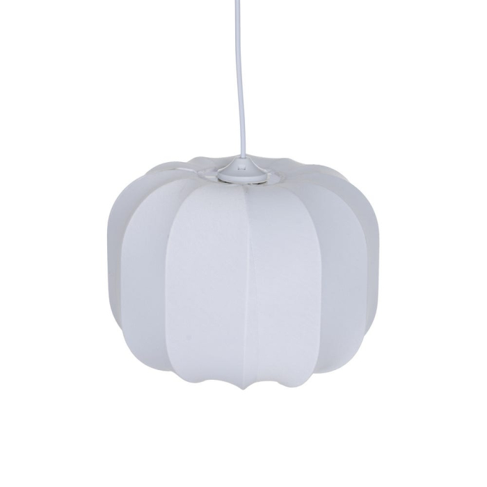 Lampă suspendată din material textil alb cu formă rotunjită segmentată ca un dovleac de 31 cm [3]