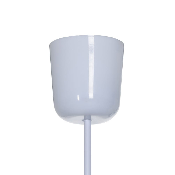Lampă suspendată din material textil alb cu formă rotunjită segmentată ca un dovleac de 31 cm [8]