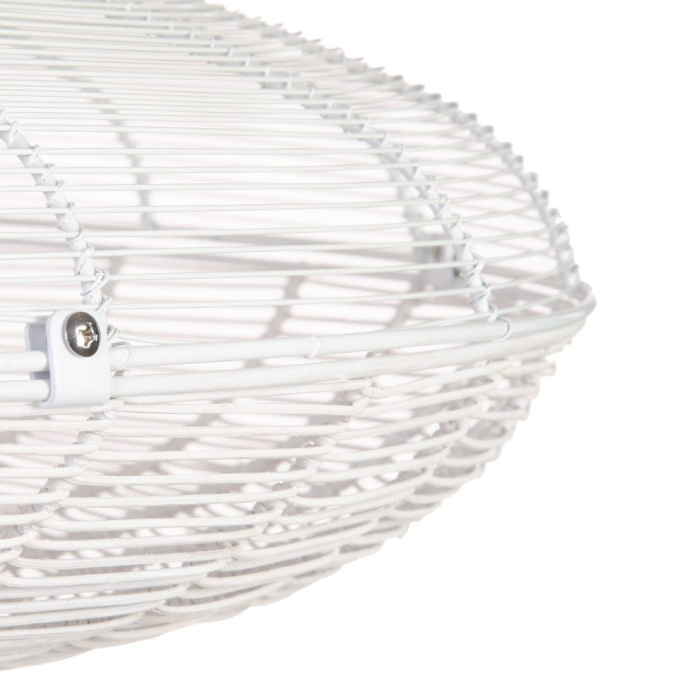Lampă suspendată din metal alb împletit, formă de disc lat [3]