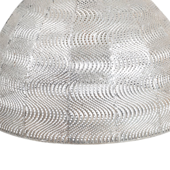 Lampă suspendată din metal argintiu perforat, model unduit [3]