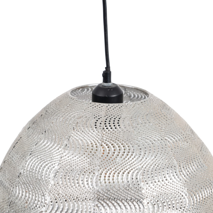 Lampă suspendată din metal argintiu perforat, model unduit [2]