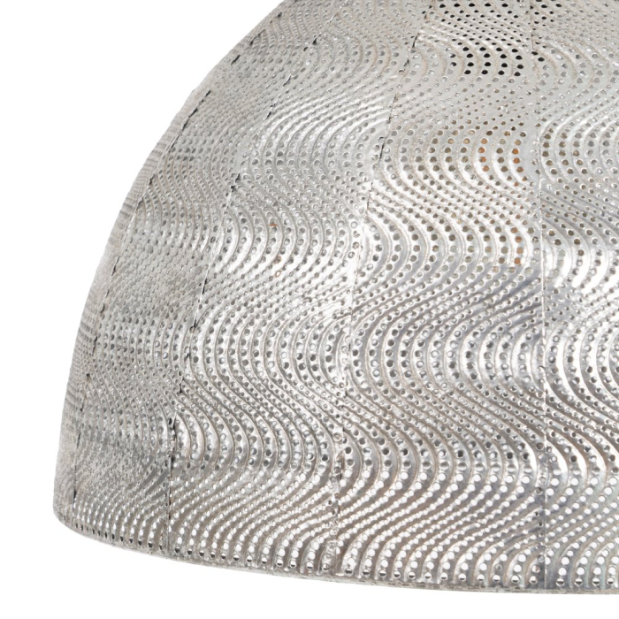 Lampă suspendată din metal argintiu perforat, model unduit [4]