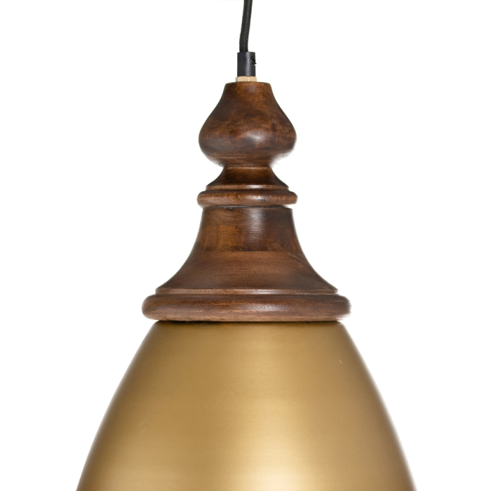 Lampă suspendată din metal auriu cu finial din lemn strunjit [4]