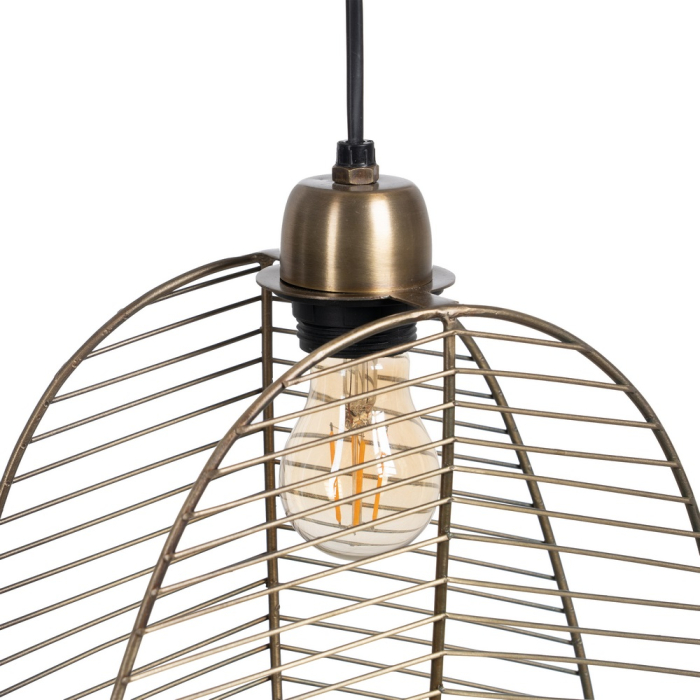 Lampă suspendată din metal auriu vechi cu model de frunză [3]