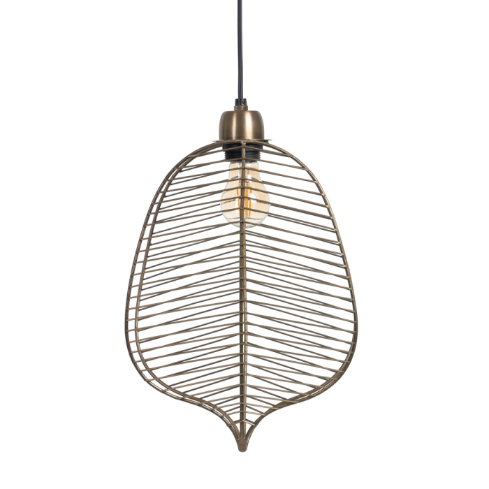 Lampă suspendată din metal auriu vechi cu model de frunză [2]