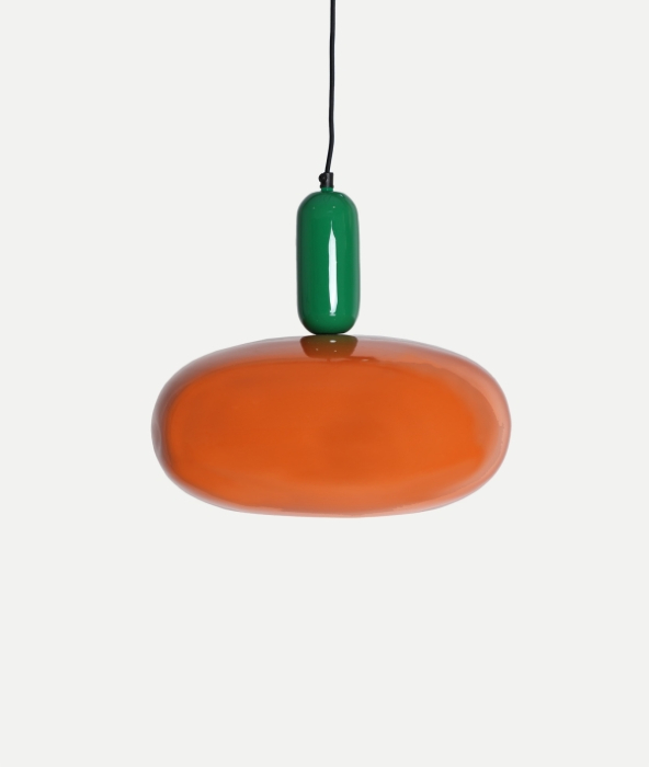 Lampă suspendată din metal portocaliu și verde – pendul colorat cu design retro-modern [2]