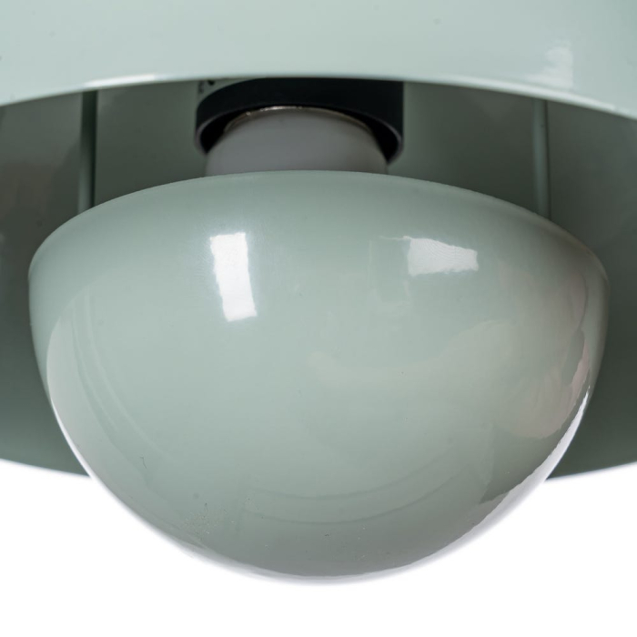 Lampa suspendată din metal verde deschis cu cupolă emisferică și sferă reflectoare – pastel [3]