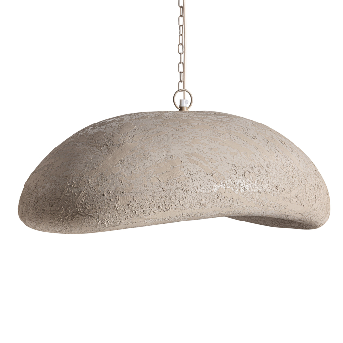 Lampă suspendată din papier-mâché bej și metal auriu [2]