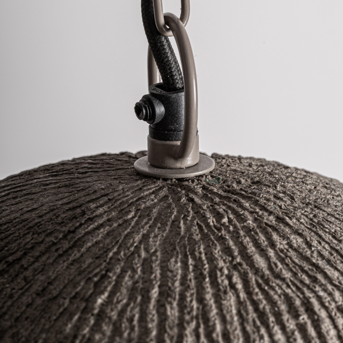 Lampă suspendată din papier-mâché gri și metal taupe [4]