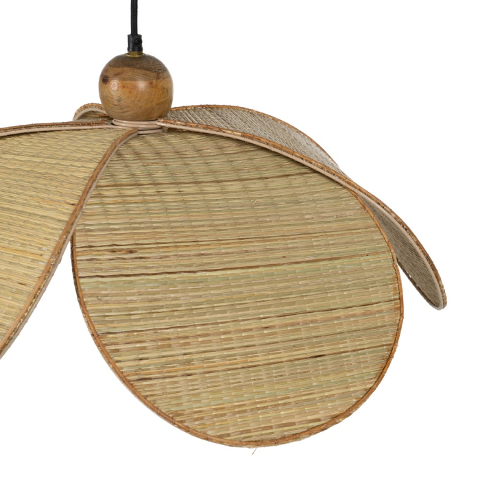 Lampă suspendată din rachită împletită, formă de floare petalată [3]