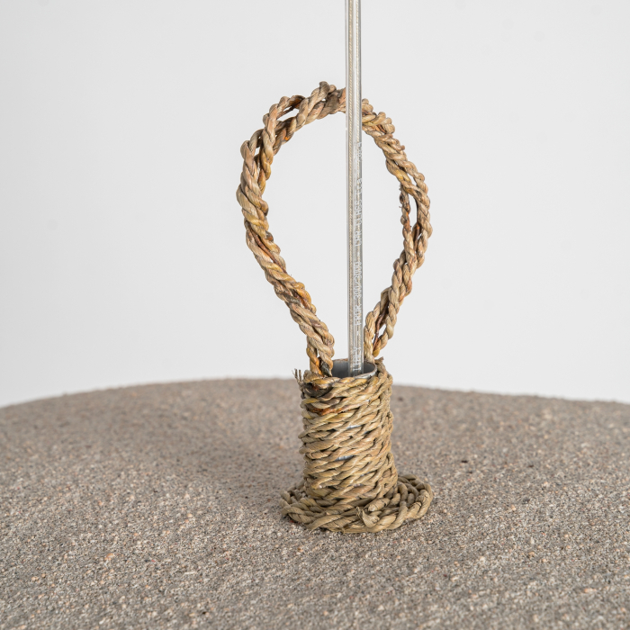 Lampa suspendata din rasina crem cu silueta organica finisaj texturat si varf impletit Liessel 95x65x48 cm [5]