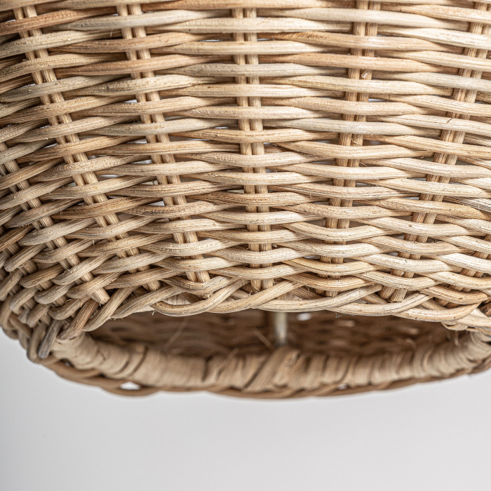 Lampă suspendată în formă de ou din ratan natural împletit dens, cu cablu transparent [4]