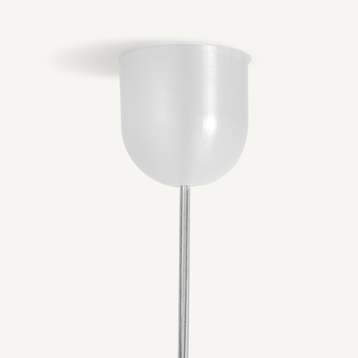 Lampă suspendată cilindrică din vergele de ratan natural, cu inele fine și disc de suar [6]