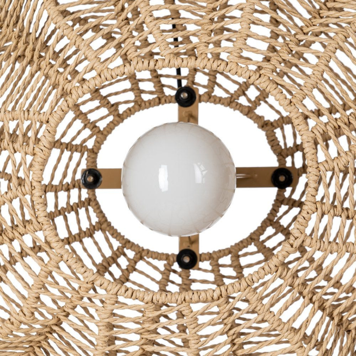 Lampa suspendată din sfoară de hârtie naturală cu formă ovală sculpturală [4]