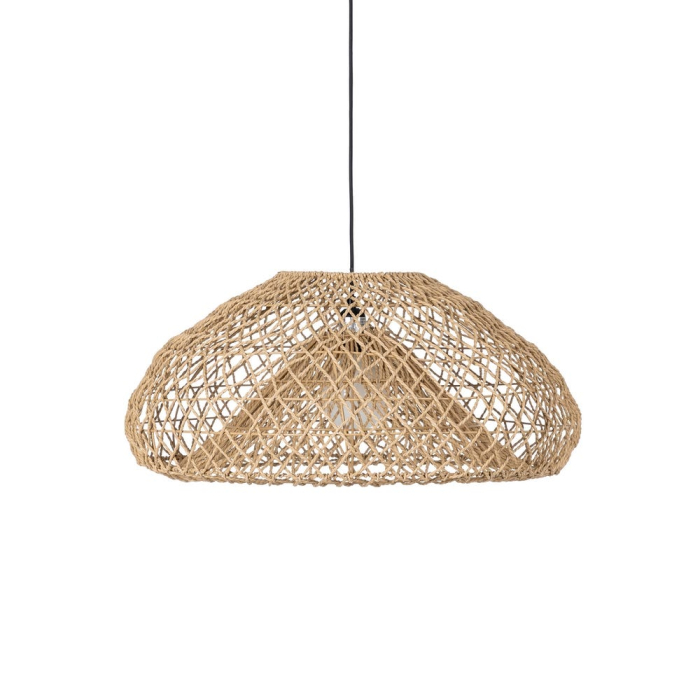 Lampa suspendată din sfoară de hârtie naturală cu împletitură aerisită – abajur amplu [1]