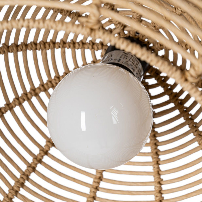 Lampa suspendată din sfoară de hârtie naturală cu împletitură verticală și volum compact [5]