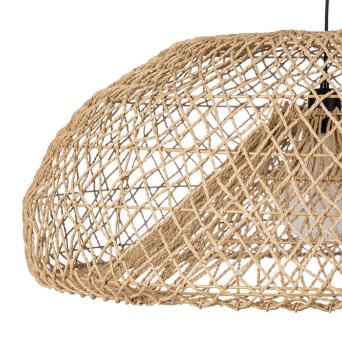 Lampa suspendată din sfoară de hârtie naturală cu siluetă amplă și împletitură aerisită [2]