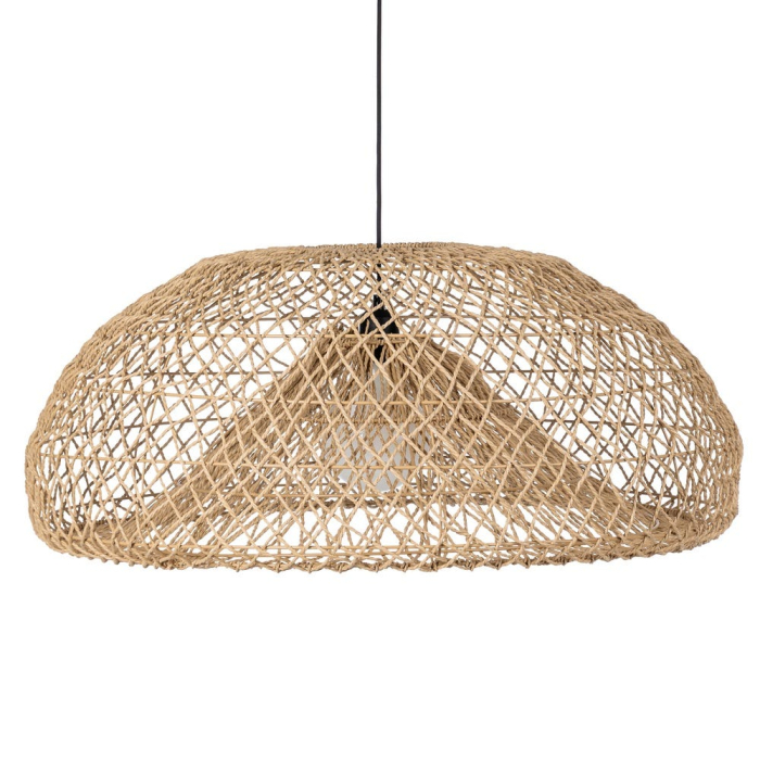 Lampa suspendată din sfoară de hârtie naturală cu siluetă amplă și împletitură aerisită [1]