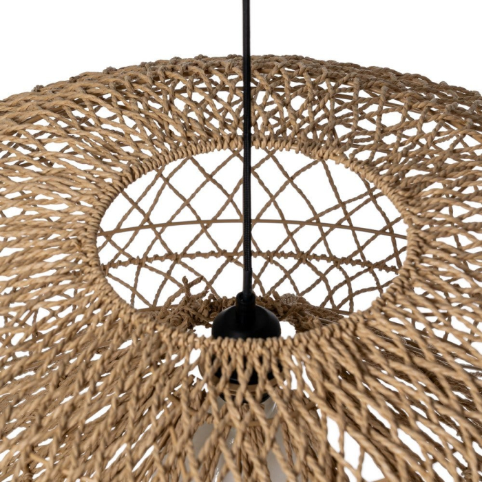 Lampa suspendată din sfoară de hârtie naturală cu siluetă amplă și împletitură aerisită [6]