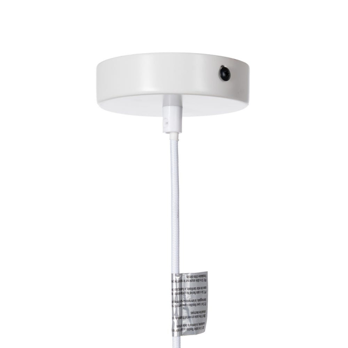 Lampa suspendata din sfoara de hartie naturala cu tambur impletit si difuzor opal – silueta plata [7]