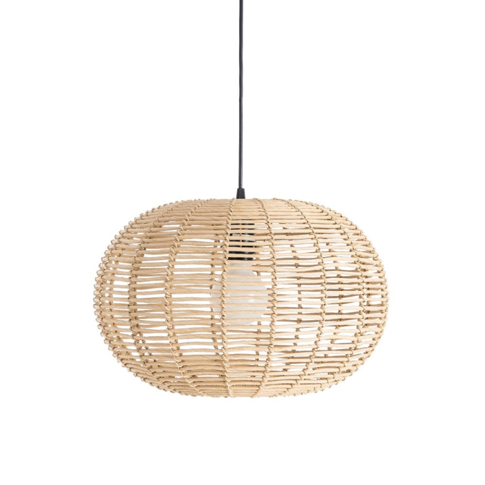 Lampa suspendată din sfoară de hârtie naturală sferică – abajur împletit [1]