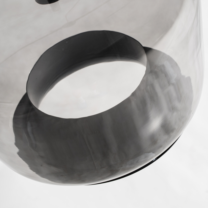 Lampă suspendată din sticlă gri translucidă cu structură metalică [4]