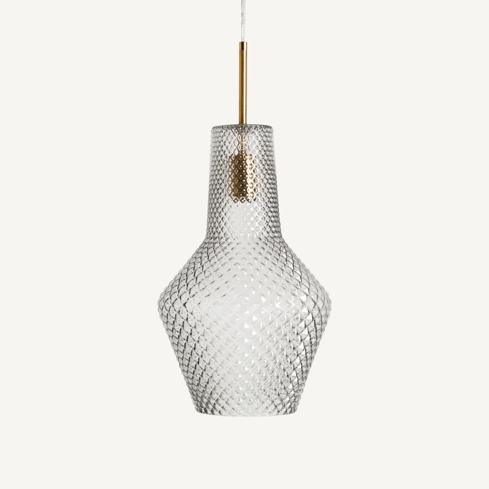 Lampă suspendată din sticlă transparentă striată cu formă organică [2]