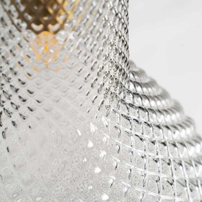 Lampă suspendată din sticlă transparentă striată cu formă organică [4]