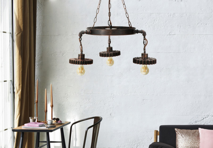 Lampa suspendata, metal, maro vintage, Mauro Ferretti [11]