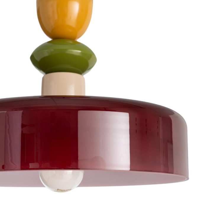 Lampă suspendată multicoloră bordo cu accente ocru [2]