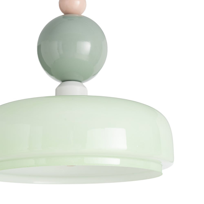 Lampă suspendată multicoloră verde pal cu accente roz [2]