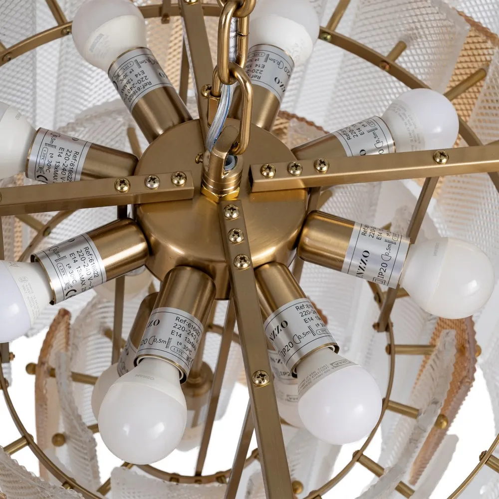 Lampă suspendată din sticlă champagne cu design stratificat [7]