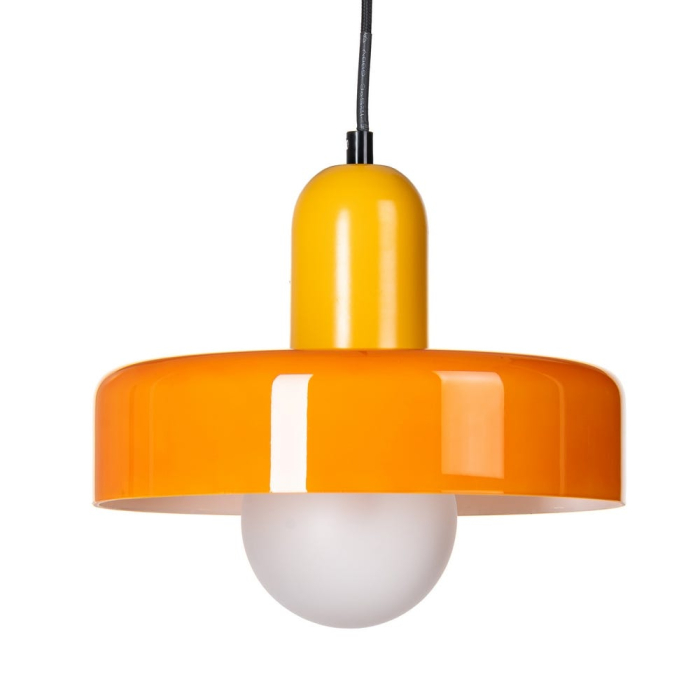 Lampa suspendata portocalie din metal si sticla silueta modern retro – volum compact [1]