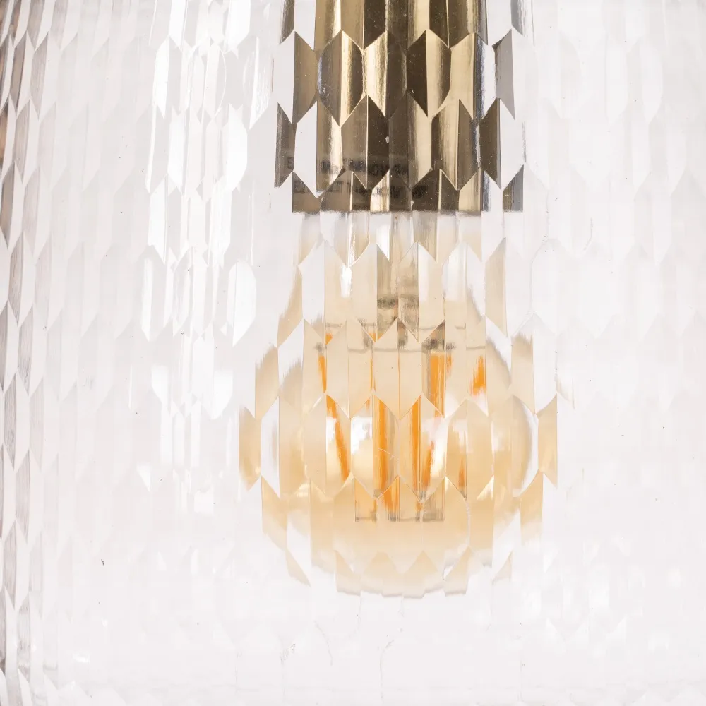 Lampa suspendata, sticla cristal/metal, transparent/auriu, Ixia [3]