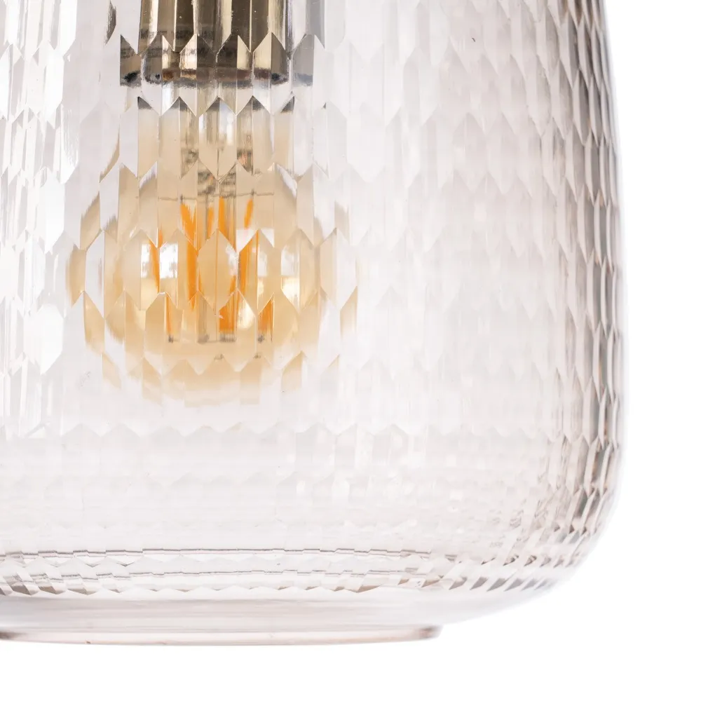 Lampa suspendata, sticla cristal/metal, transparent/auriu, Ixia [4]