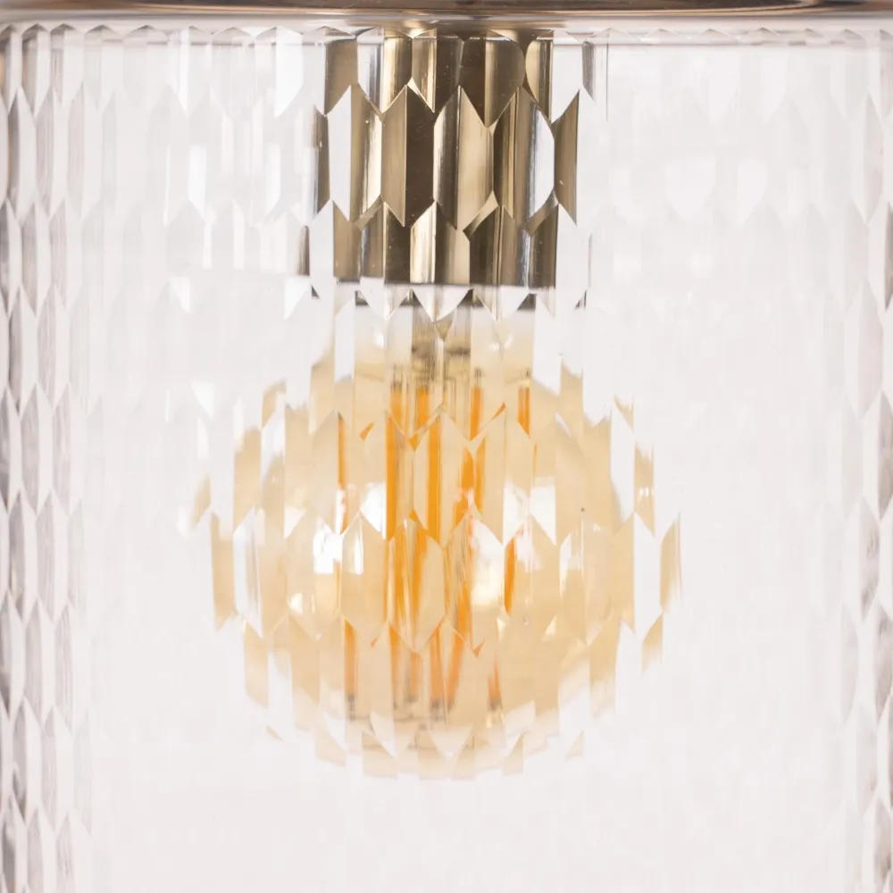 Lampa suspendata, sticla cristal/metal, transparent/auriu, Ixia [3]